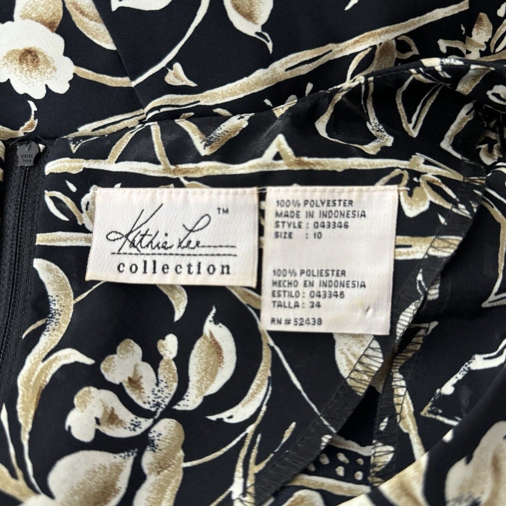 Kathie Lee Collection Maxi Dress Womens 10 Black Floral Geometric Sleeveless 90s - Picture 8 of 10